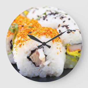 Sushi on a plate large clock