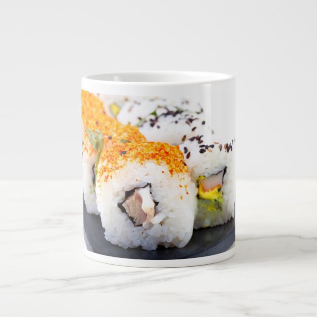 Sushi on a plate large coffee mug (Front)
