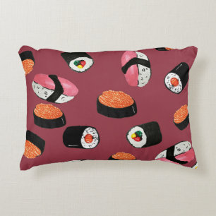 Sushi Onigiri Rolls: Seamless Illustration Decorative Cushion