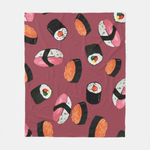 Sushi Onigiri Rolls: Seamless Illustration Fleece Blanket