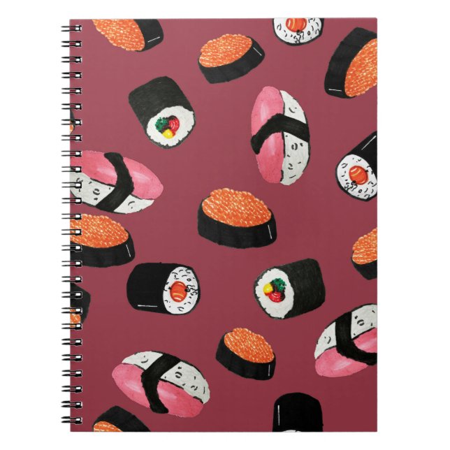 Sushi Onigiri Rolls: Seamless Illustration Notebook (Front)