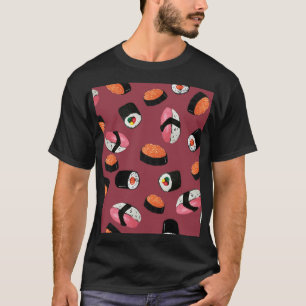 Sushi Onigiri Rolls: Seamless Illustration T-Shirt