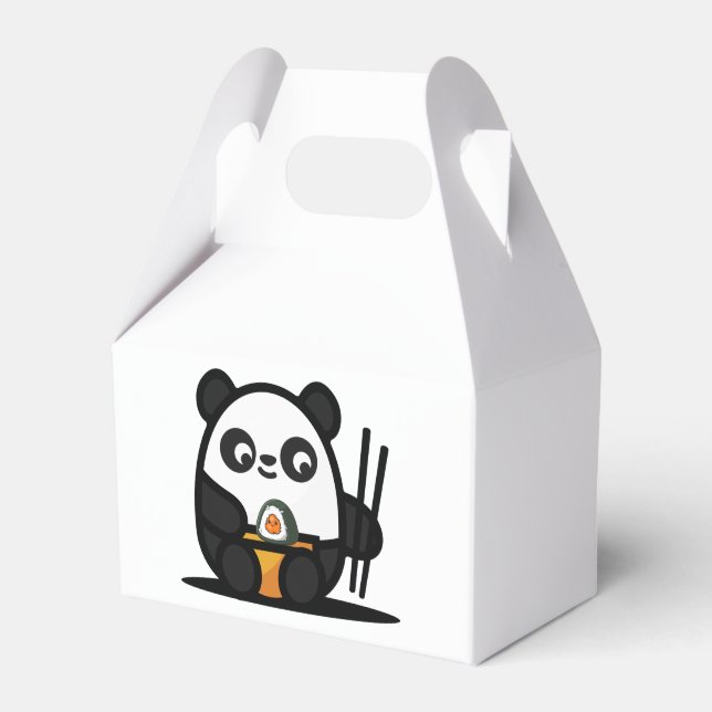 Sushi Panda Paper Favour Box, Take Out 2x2x2.75 Box (Front Side)