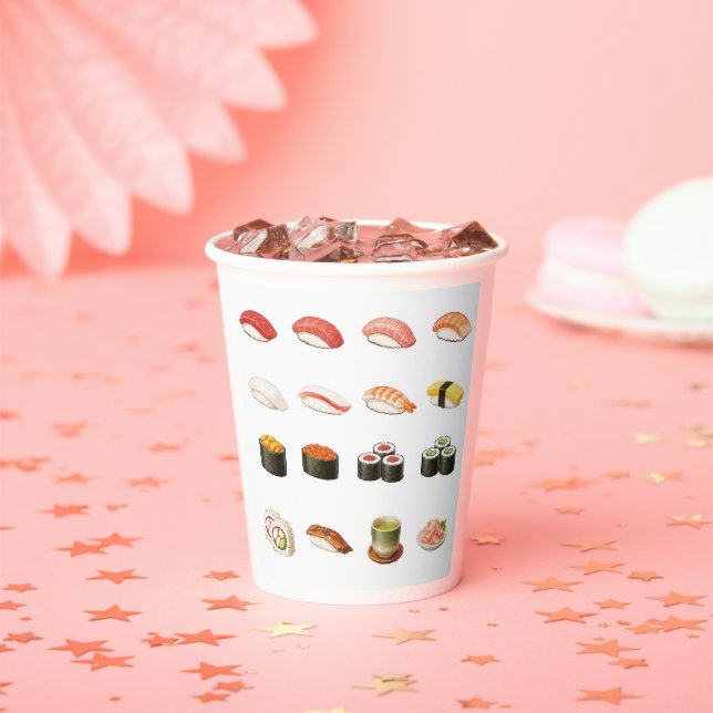 Sushi Paper Cups – Japanese Kanji Design (Insitu)