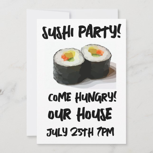 SUSHI PARTY! Custom Invitations (Front)