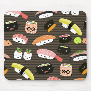 Sushi Party - Fun Sushi Characters Pattern Mouse Pad