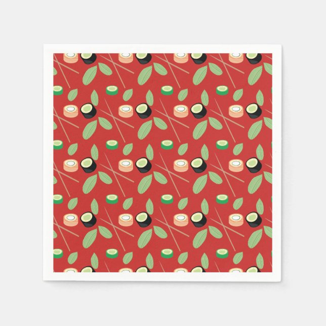 Sushi Party Hibachi Rolls and Chopsticks Napkin (Front)