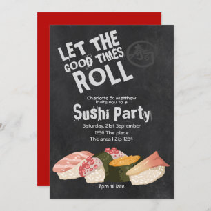 Sushi Party Let The Good Times Roll Japanese Invitation