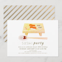 Sushi Party Modern White Birthday