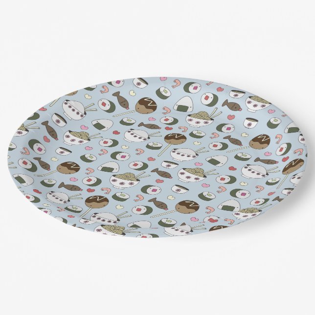 Sushi Party Paper Plates (Angled)