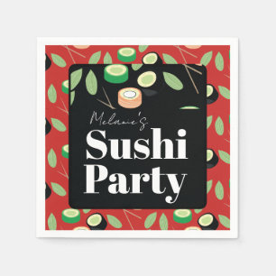 Sushi Party Rolls Birthday Name Napkin