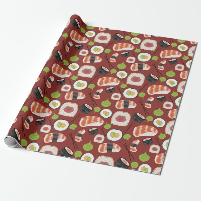 Sushi Pattern Wrapping Paper (Unrolled)