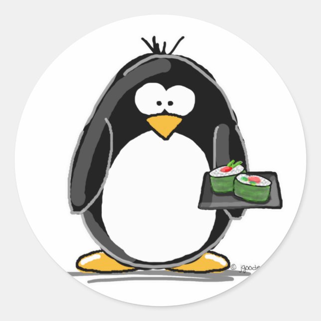 Sushi Penguin Classic Round Sticker (Front)