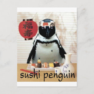 sushi penguin postcard