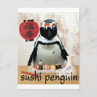 sushi penguin postcard
