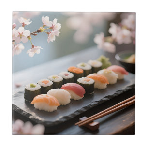 Sushi Platter Cherry Blossom Ceramic Tile