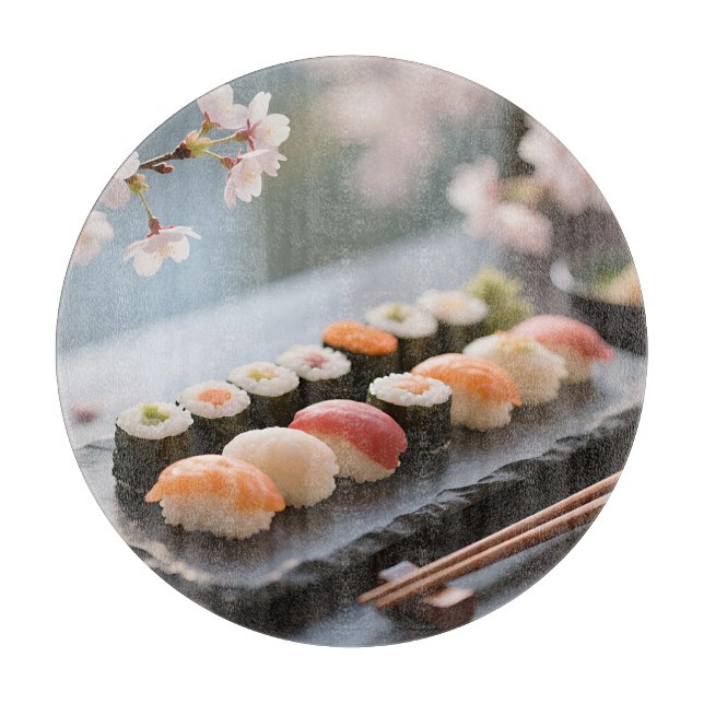 Sushi Platter Cherry Blossom Cutting Board (Front)