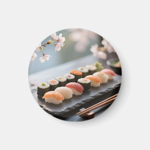 Sushi Platter Cherry Blossom Magnet