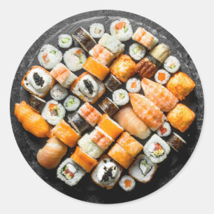 Sushi Platter Classic Round Sticker