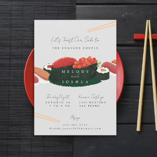 Sushi Pre Wedding Party Grey Invitation