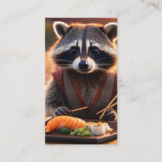 sushi racoon business card (Front)