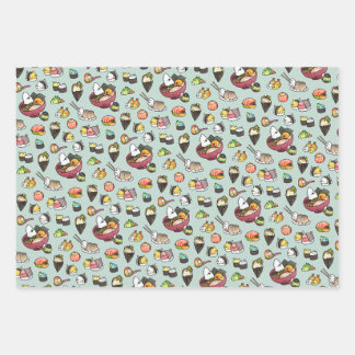 Sushi & Ramen Birds Wrapping Paper Sheet