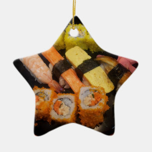 Sushi Raw Food Japanese Meal Delicious Serving Ceramic Ornament