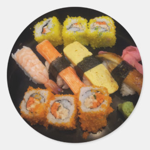 Sushi Raw Food Japanese Meal Delicious Serving Classic Round Sticker