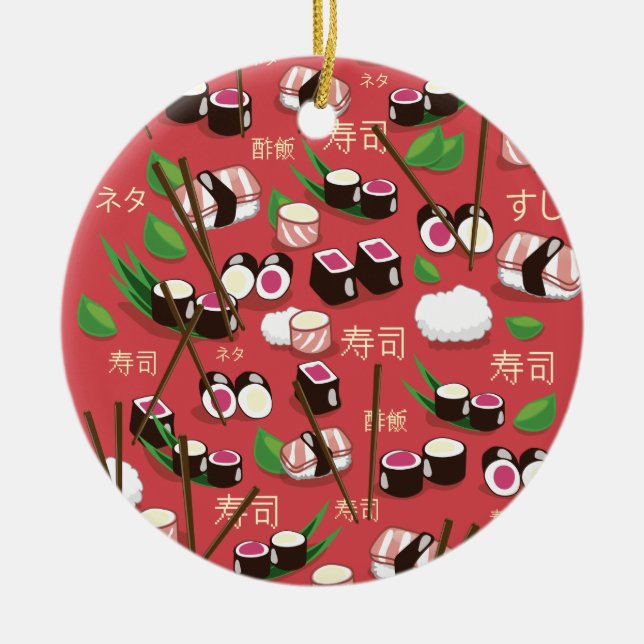Sushi Red Ceramic Ornament (Front)