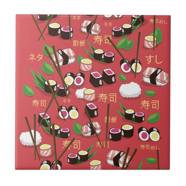 Sushi Red Ceramic Tile (Front)