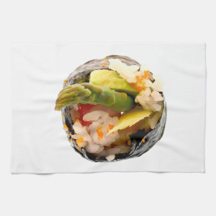 Sushi Roll Asparagus Rice Japanese Food Template Tea Towel