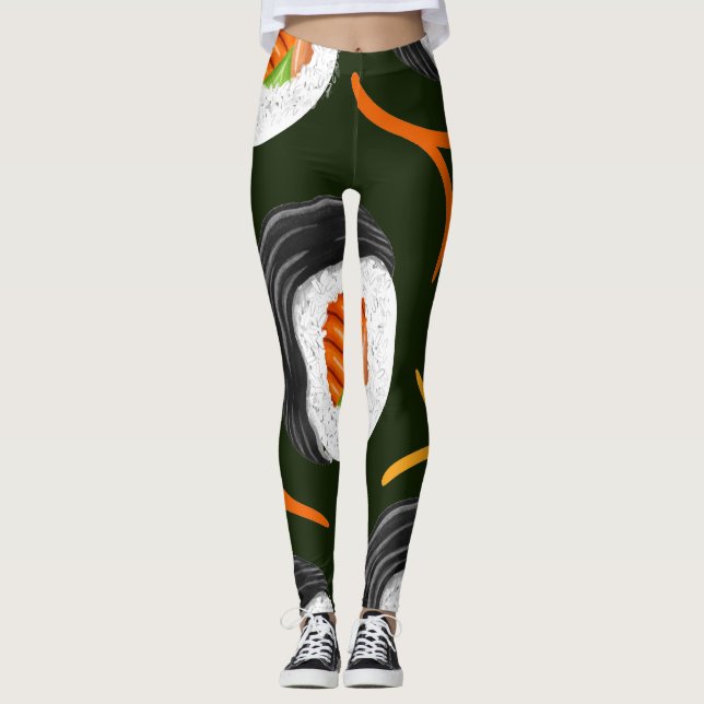 Sushi Roll Athletic Yoga Leggings (Front)