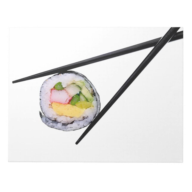 Sushi Roll & Chopsticks - Customised Template Notepad (Front)