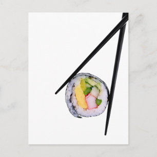 Sushi Roll & Chopsticks - Customised Template Postcard