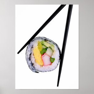 Sushi Roll & Chopsticks - Customised Template Poster