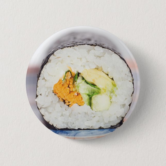 Sushi roll Fish and rice 6 Cm Round Badge (Front)