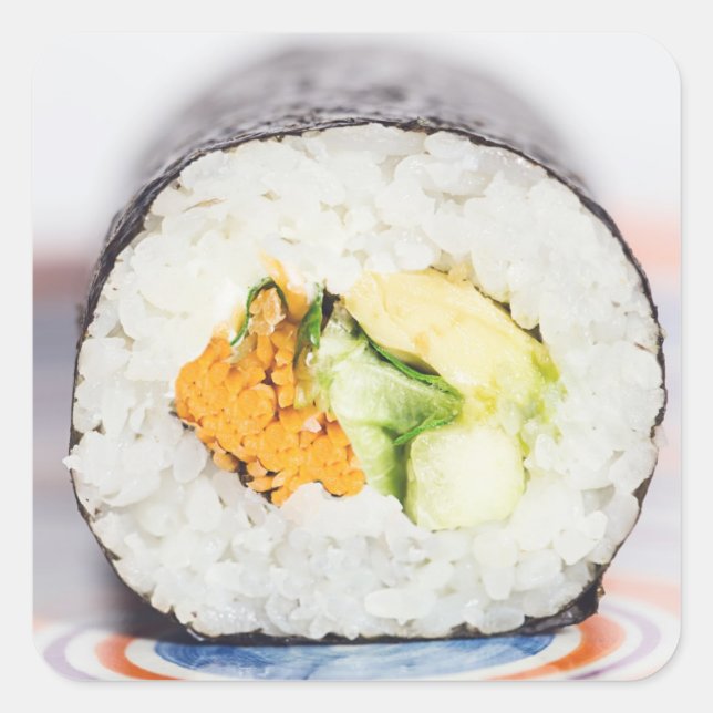 Sushi roll Fish and rice Square Sticker (Front)