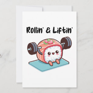 Sushi Roll Lifting Weights Invitation
