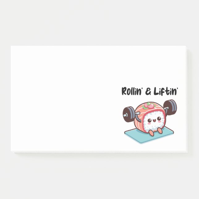 Sushi Roll Lifting Weights Post-it Notes (Front)
