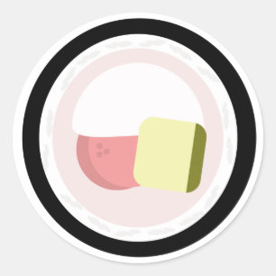 Sushi Roll Salmon Cream Cheese Avocado  Classic Round Sticker