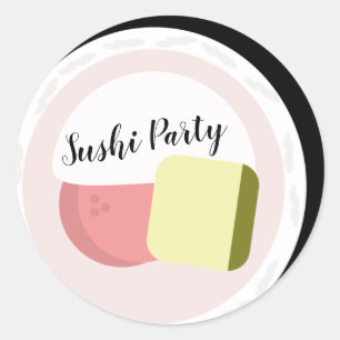 Sushi Roll Salmon Teen Birthday Restaurant Classic Round Sticker