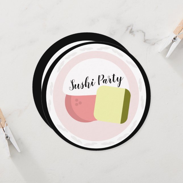 Sushi Roll Salmon Teen Birthday Restaurant Round Card (Front/Back In Situ)