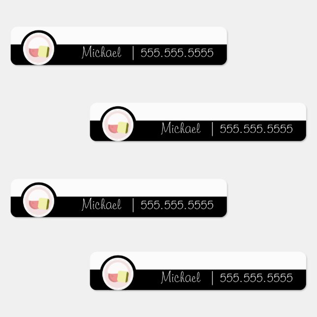 Sushi Roll  School Class Lunch Name Number Labels (Group)