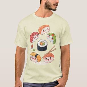  Sushi Roll Squad: Cute Kawaii Chibi Characters T- T-Shirt
