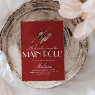 Sushi Rolls Chopsticks Japan Saki Bridal Shower Invitation
