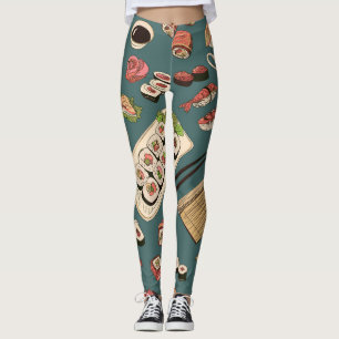 Sushi Rolls: Coloured Seamless Vintage. Leggings