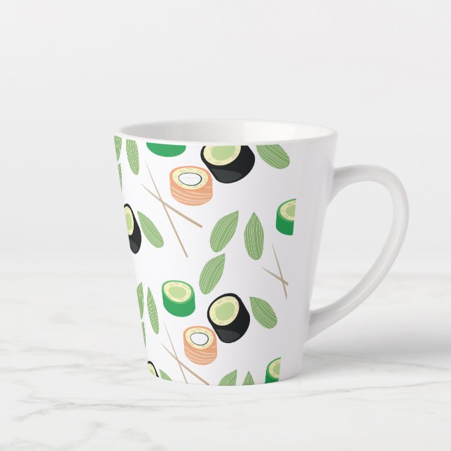 Sushi Rolls Cucumber Salmon Latte Mug (Right)