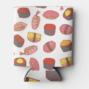 Sushi rolls, doodle, colourful wallpaper can cooler