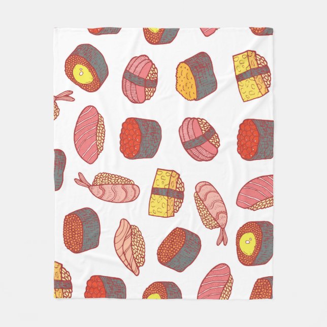Sushi rolls, doodle, colourful wallpaper fleece blanket (Front)
