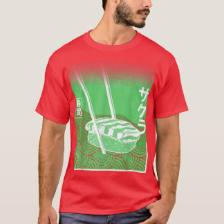 Sushi & Sakura Japanese Cherry Blossom Green Colou T-Shirt